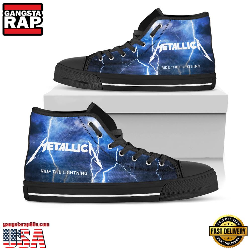Metallica Thunder Black White High Top Canvas Sneakers Shoes Metallica Thunder Black White High Top Canvas Sneakers Shoes