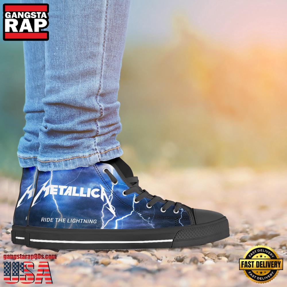 Metallica Thunder Black White High Top Canvas Sneakers Shoes Metallica Thunder Black White High Top Canvas Sneakers Shoes