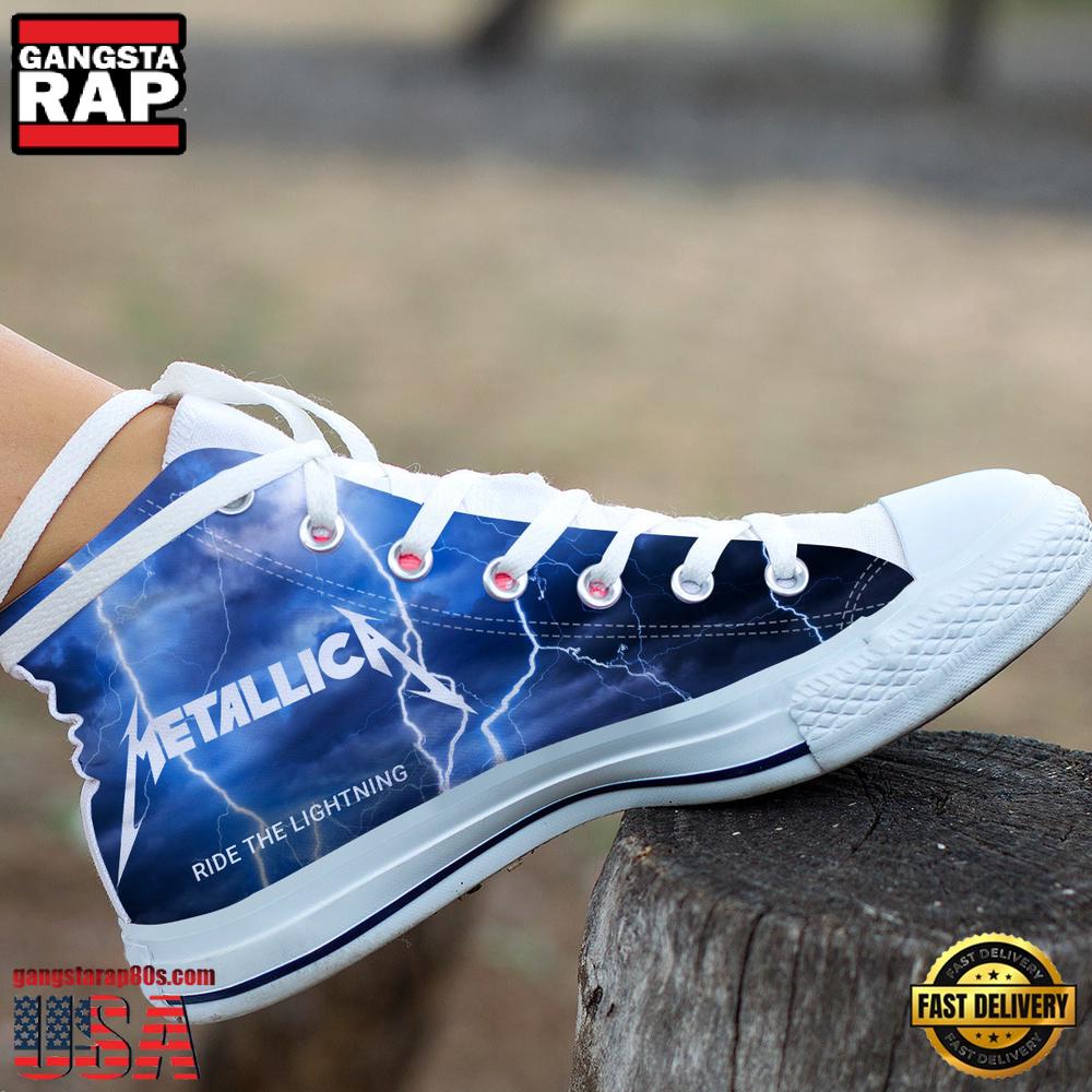 Metallica Thunder Black White High Top Canvas Sneakers Shoes Metallica Thunder Black White High Top Canvas Sneakers Shoes
