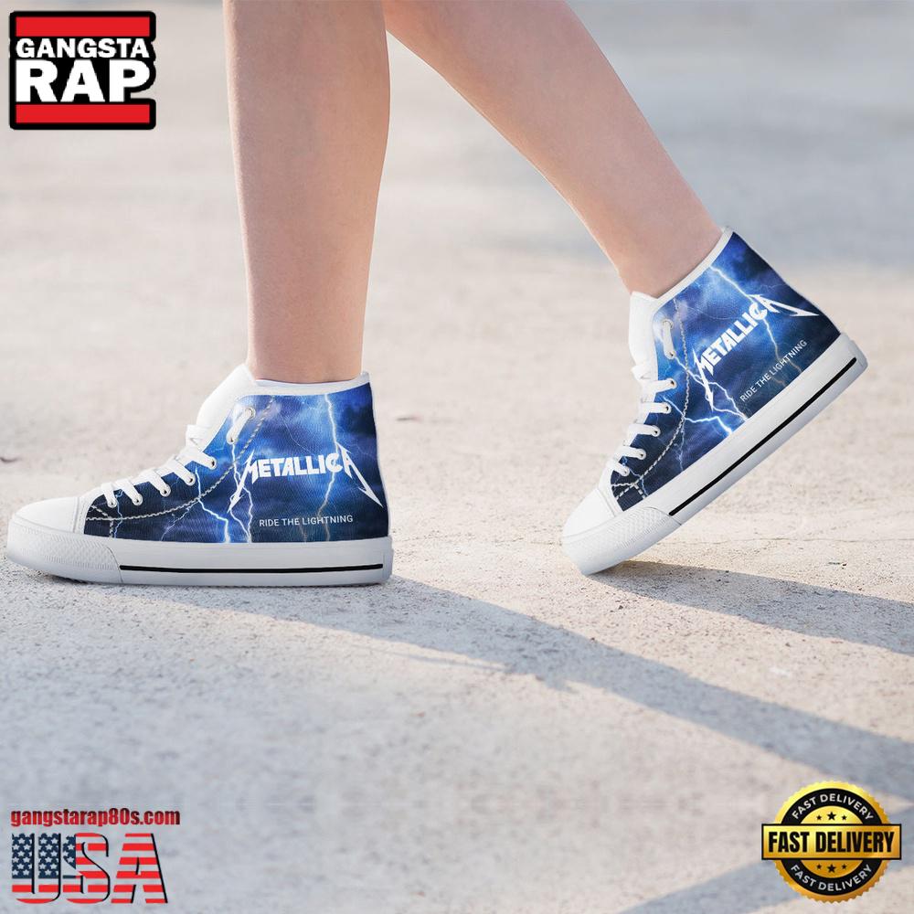 Metallica Thunder Black White High Top Canvas Sneakers Shoes Metallica Thunder Black White High Top Canvas Sneakers Shoes