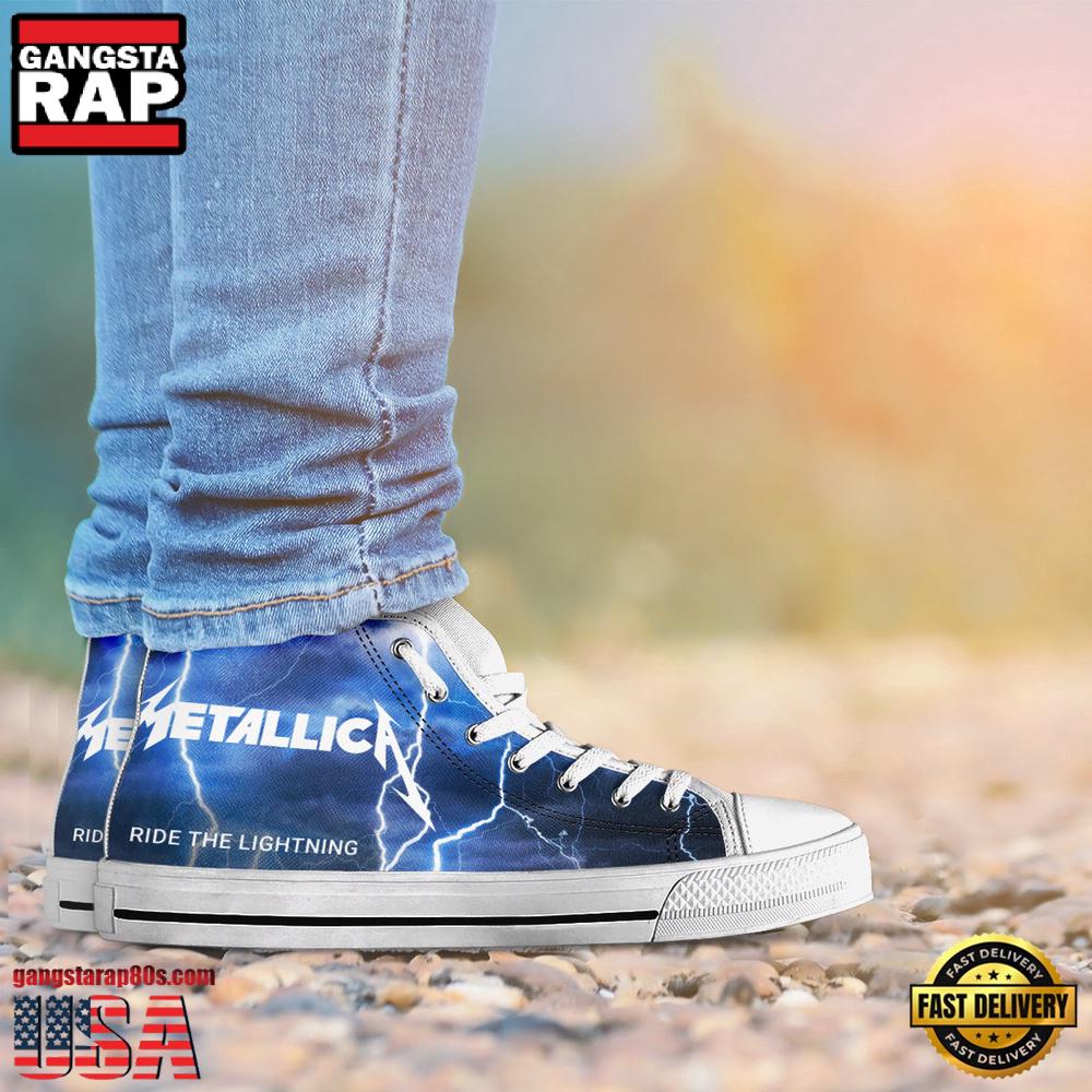 Metallica Thunder Black White High Top Canvas Sneakers Shoes Metallica Thunder Black White High Top Canvas Sneakers Shoes