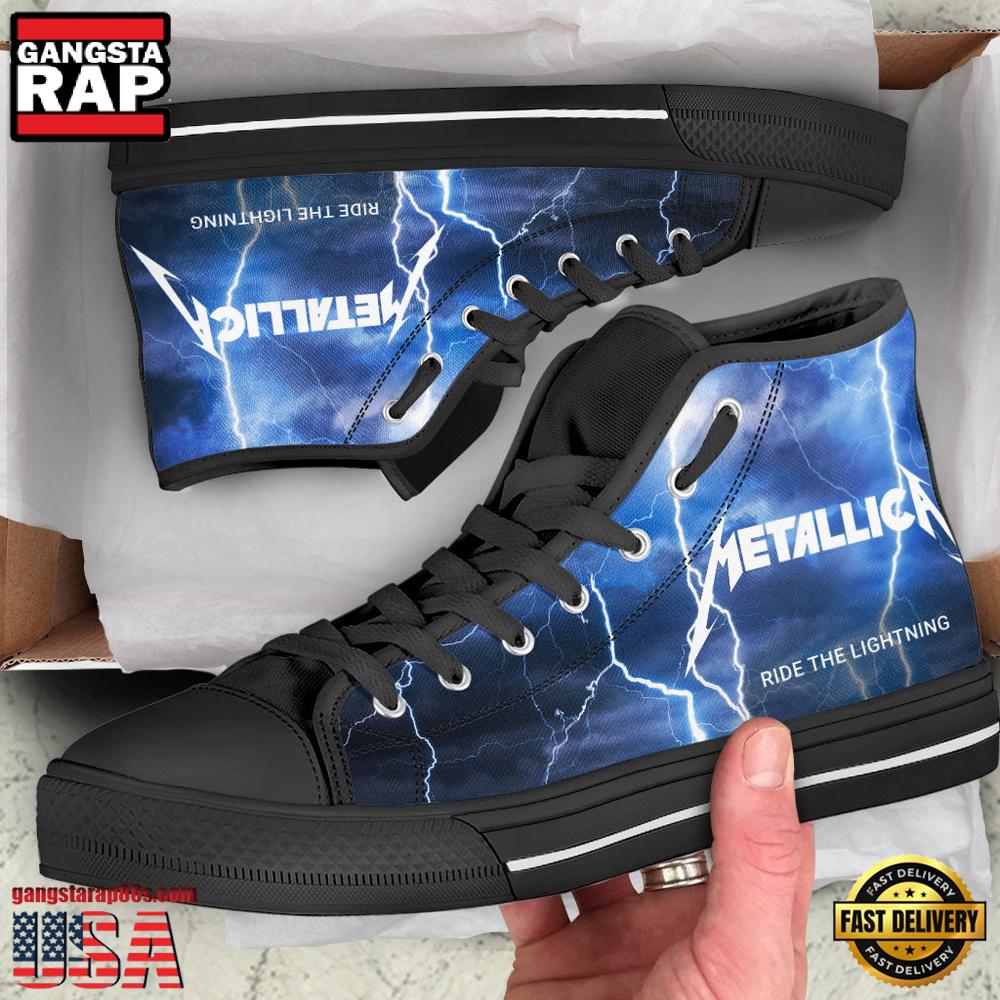 Metallica Thunder Black White High Top Canvas Sneakers Shoes Metallica Thunder Black White High Top Canvas Sneakers Shoes