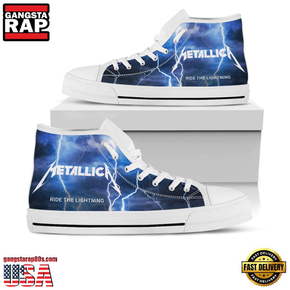 Metallica Thunder Black White High Top Canvas Sneakers Shoes Metallica Thunder Black White High Top Canvas Sneakers Shoes
