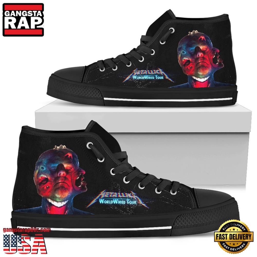Metallica World Wired Tour Black Color High Top Canvas Sneakers Shoes Metallica World Wired Tour Black Color High Top Canvas Sneakers Shoes