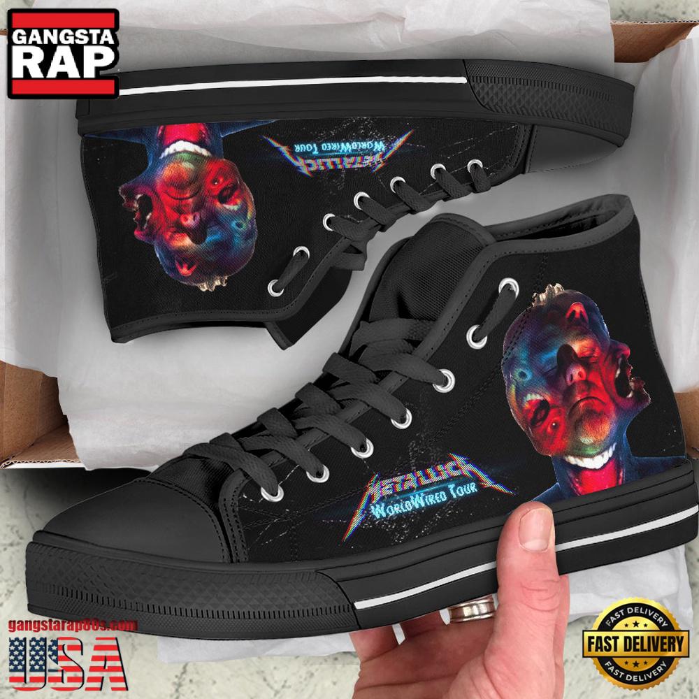 Metallica World Wired Tour Black Color High Top Canvas Sneakers Shoes Metallica World Wired Tour Black Color High Top Canvas Sneakers Shoes