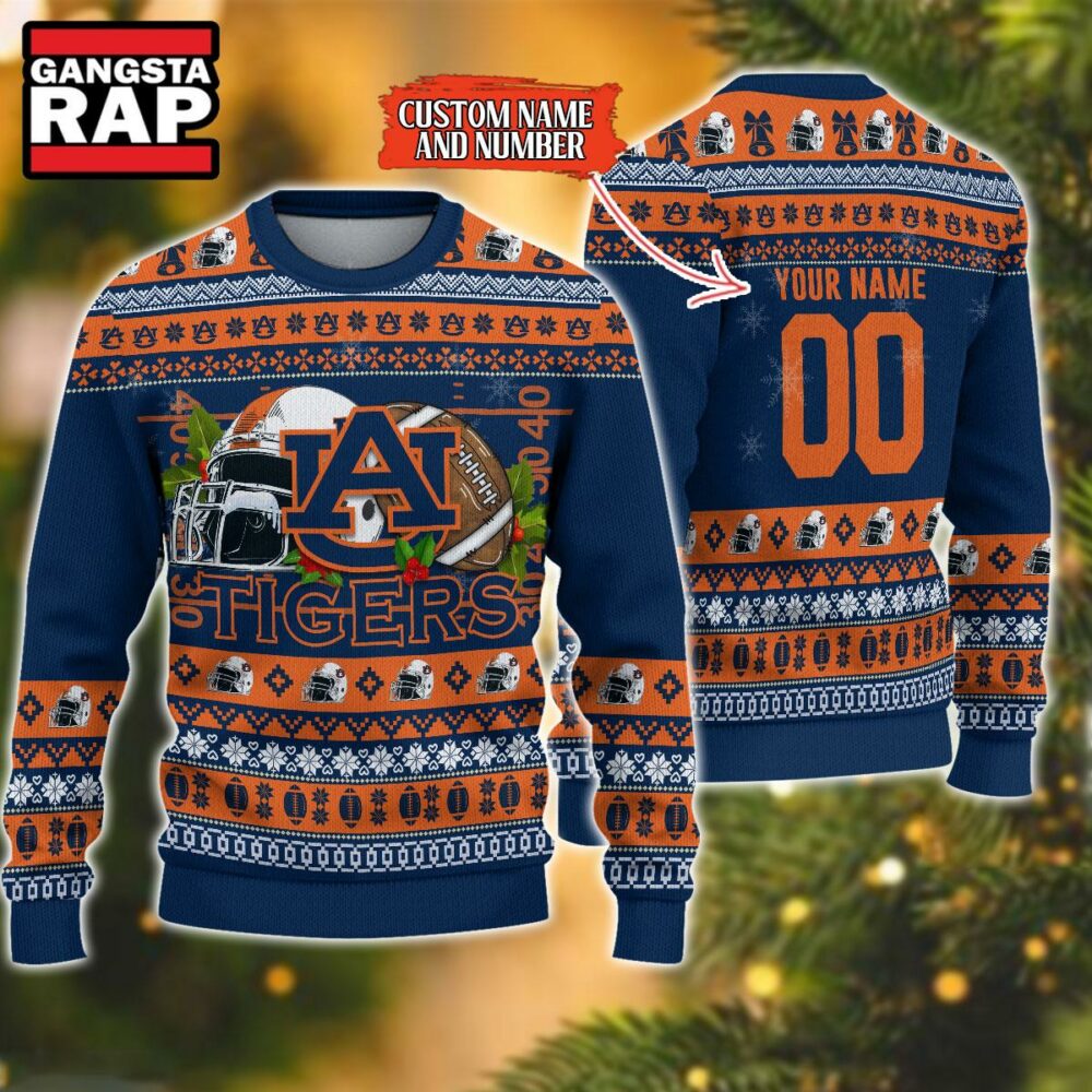 NCAA Auburn Tigers Football Team Custom Name Number New Ugly Christmas Sweater NCAA Auburn Tigers Football Team Custom Name Number New Ugly Christmas Sweater