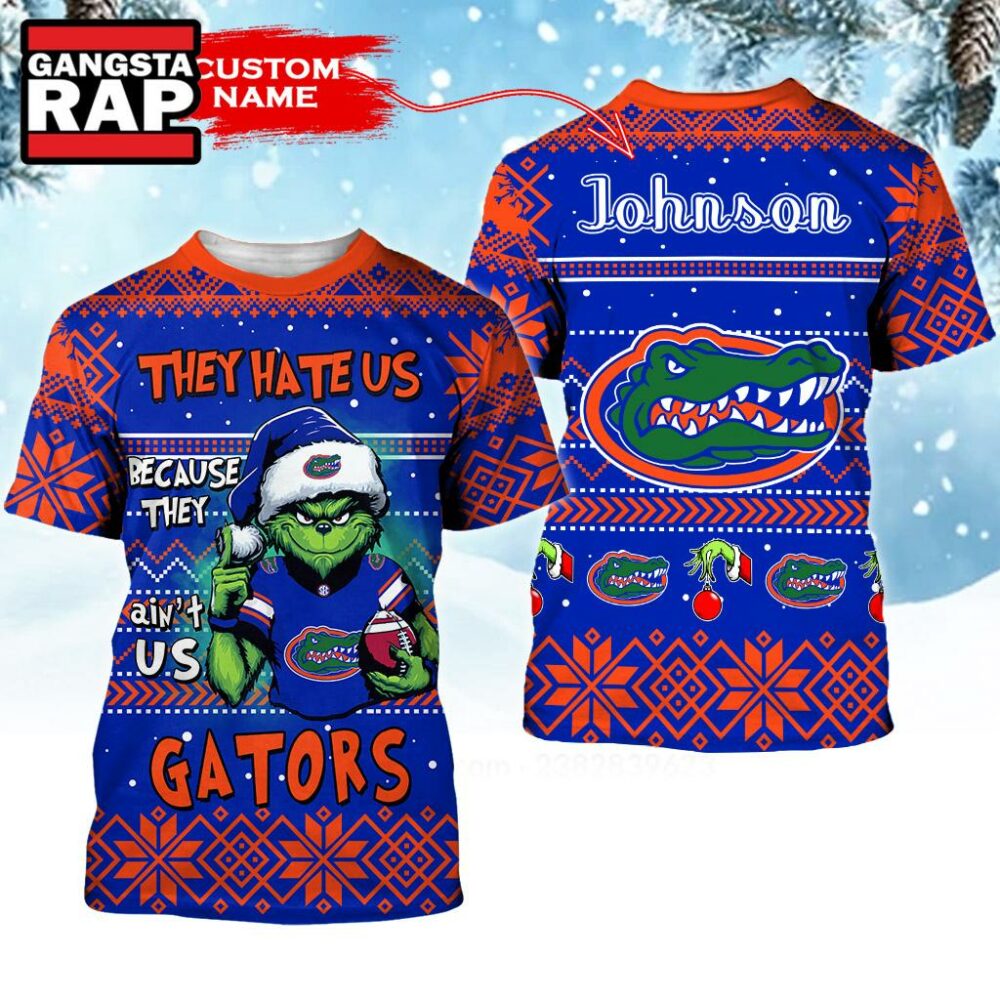 NCAA Florida Gators They Hate US Special Grinch Snow Christmas T Shirt NCAA Florida Gators They Hate US Special Grinch Snow Christmas T Shirt