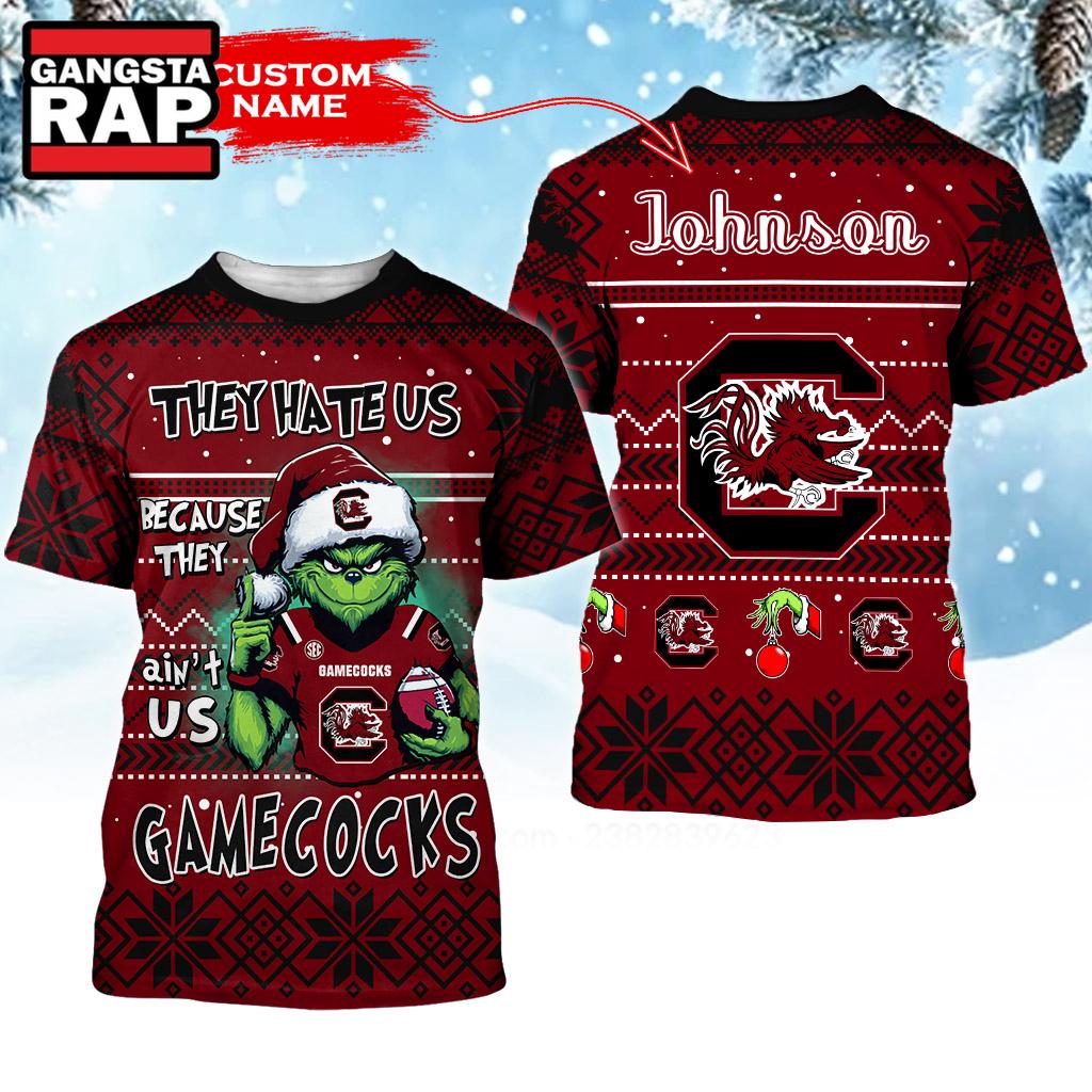 NCAA South Carolina Gamecocks They Hate US Special Grinch Snow Christmas T Shirt NCAA South Carolina Gamecocks They Hate US Special Grinch Snow Christmas T Shirt