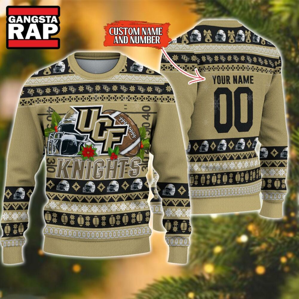 NCAA UCF Knights Football Team Custom Name Number New Ugly Christmas Sweater NCAA UCF Knights Football Team Custom Name Number New Ugly Christmas Sweater