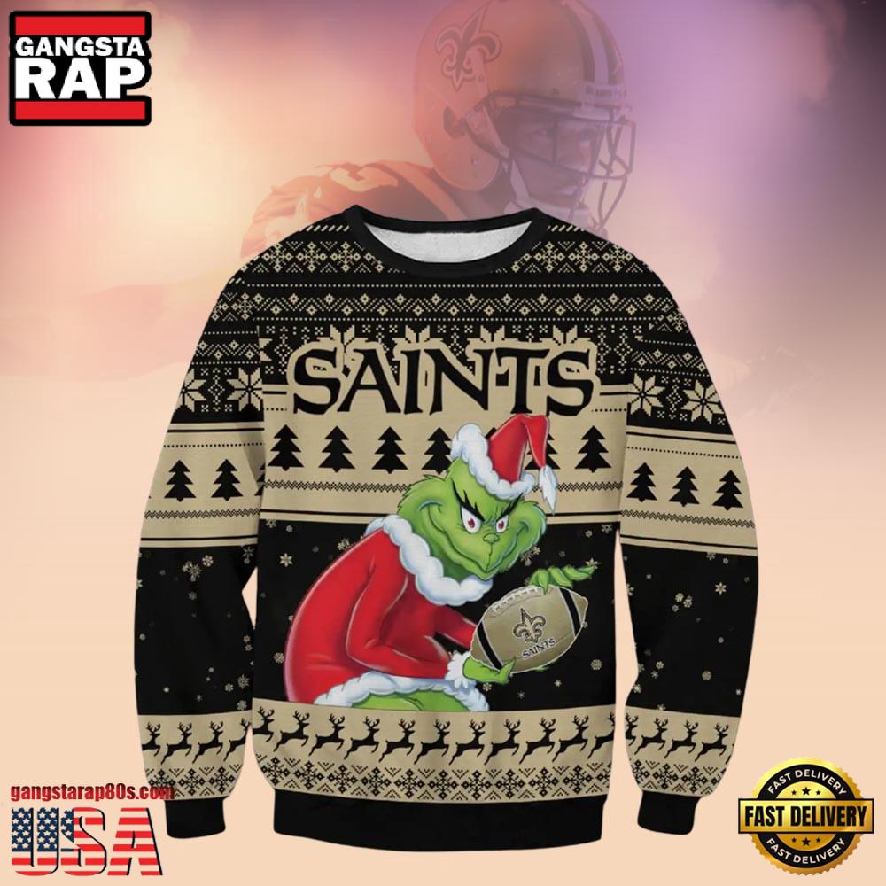 New Orleans Saints The Grinch NFL Christmas Ugly Sweater New Orleans Saints The Grinch NFL Christmas Ugly Sweater