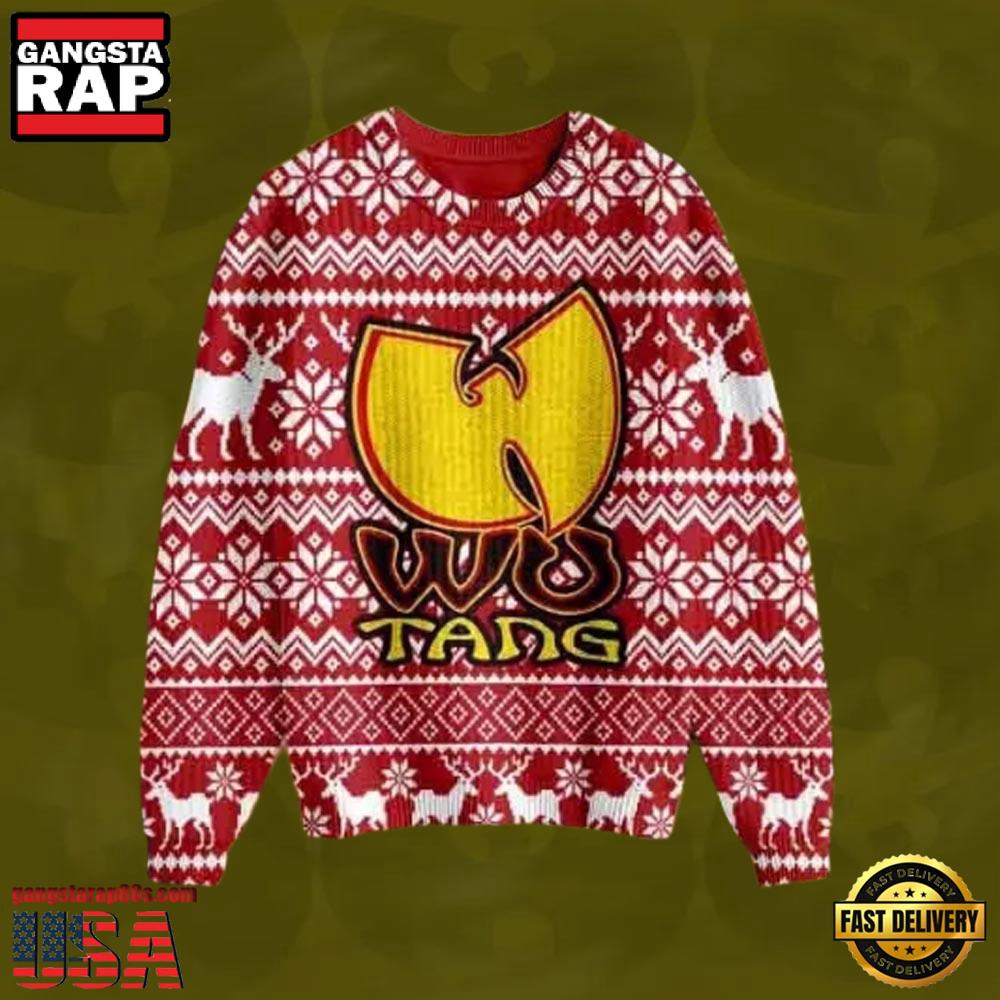 Wu Tang Clan Logo Signature Red White Ugly Christmas Sweater