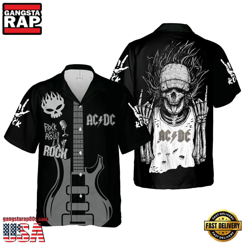ACDC Rock Band Awesome Skull Art Cuban Hawaiian Shirt ACDC Rock Band Awesome Skull Art Cuban Hawaiian Shirt