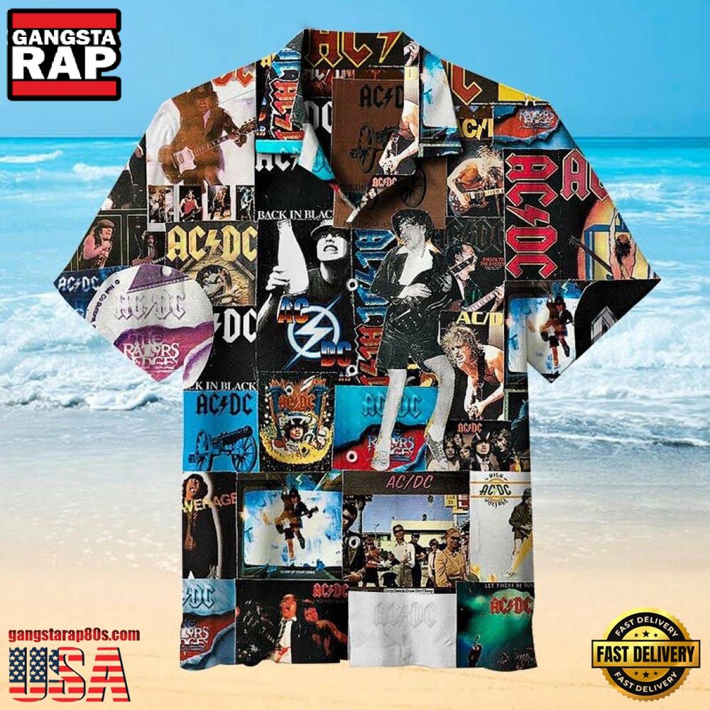 ACDC Rock Band Collage Hawaiian Shirt ACDC Rock Band Collage Hawaiian Shirt