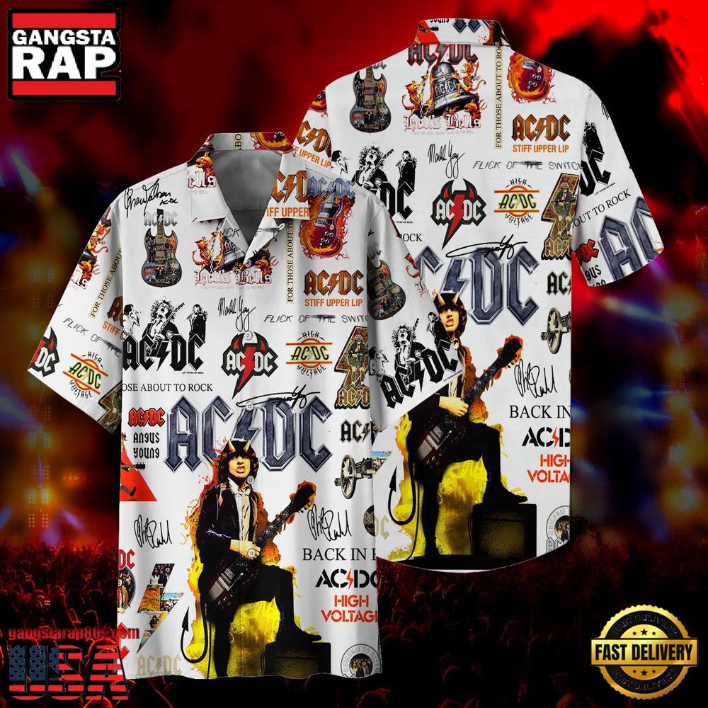 ACDC Rock Band Collage Summer Hawaiian Shirt ACDC Rock Band Collage Summer Hawaiian Shirt