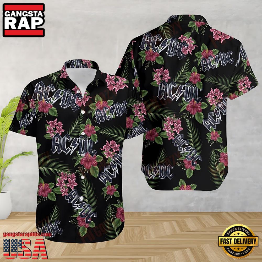 ACDC Rock Band Floral Hawaiian Shirt ACDC Rock Band Floral Hawaiian Shirt