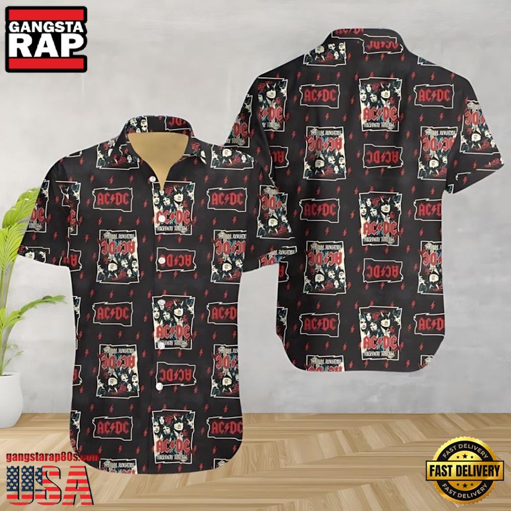 ACDC Rock Band Hard Album Cover Collage Hawaiian Shirt ACDC Rock Band Hard Album Cover Collage Hawaiian Shirt