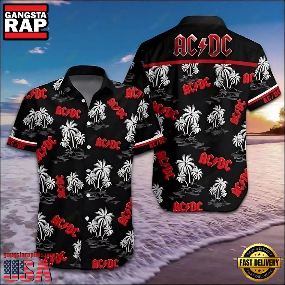 ACDC Rock Band Island Thunder Black Hawaiian Shirt ACDC Rock Band Island Thunder Black Hawaiian Shirt