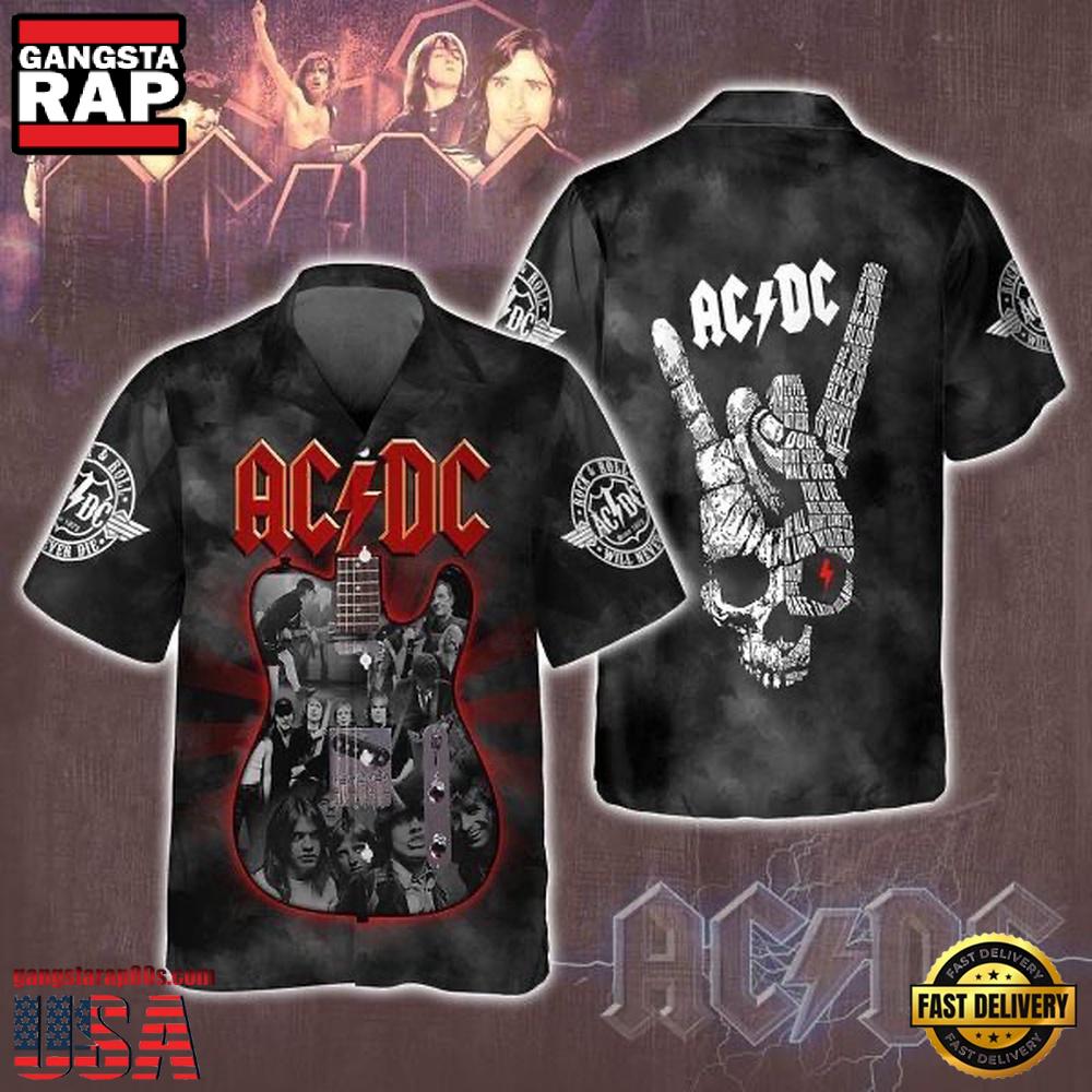ACDC Rock Band Legends Tribute Guitar Hawaiian Shirt ACDC Rock Band Legends Tribute Guitar Hawaiian Shirt