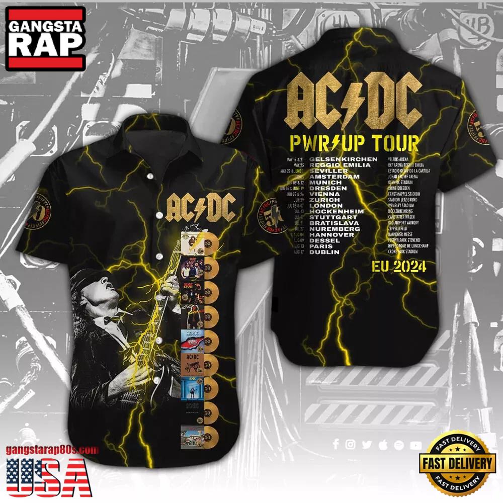 ACDC Rock Band Pwr Up World Tour 2024 Summer Hawaiian Shirt