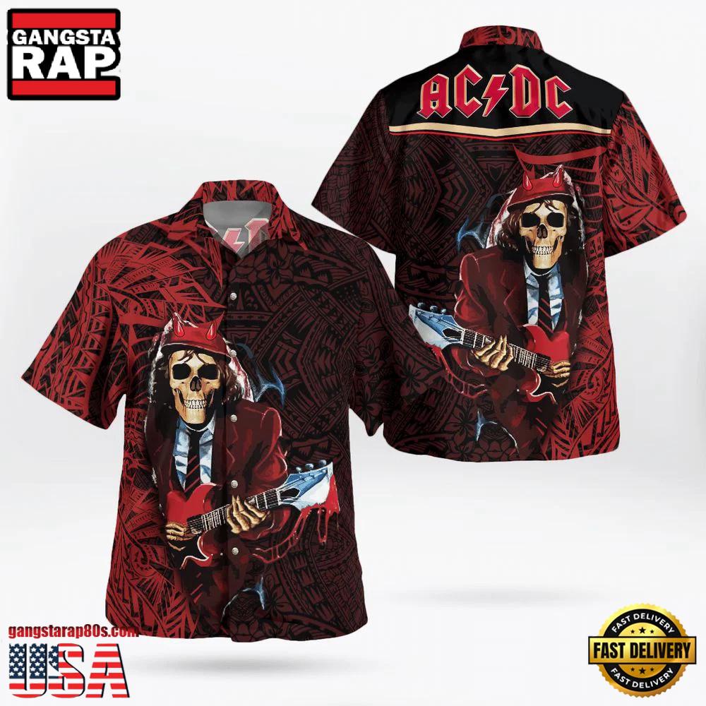 ACDC Rock Band Skeleton Rocker Hawaiian Shirt ACDC Rock Band Skeleton Rocker Hawaiian Shirt