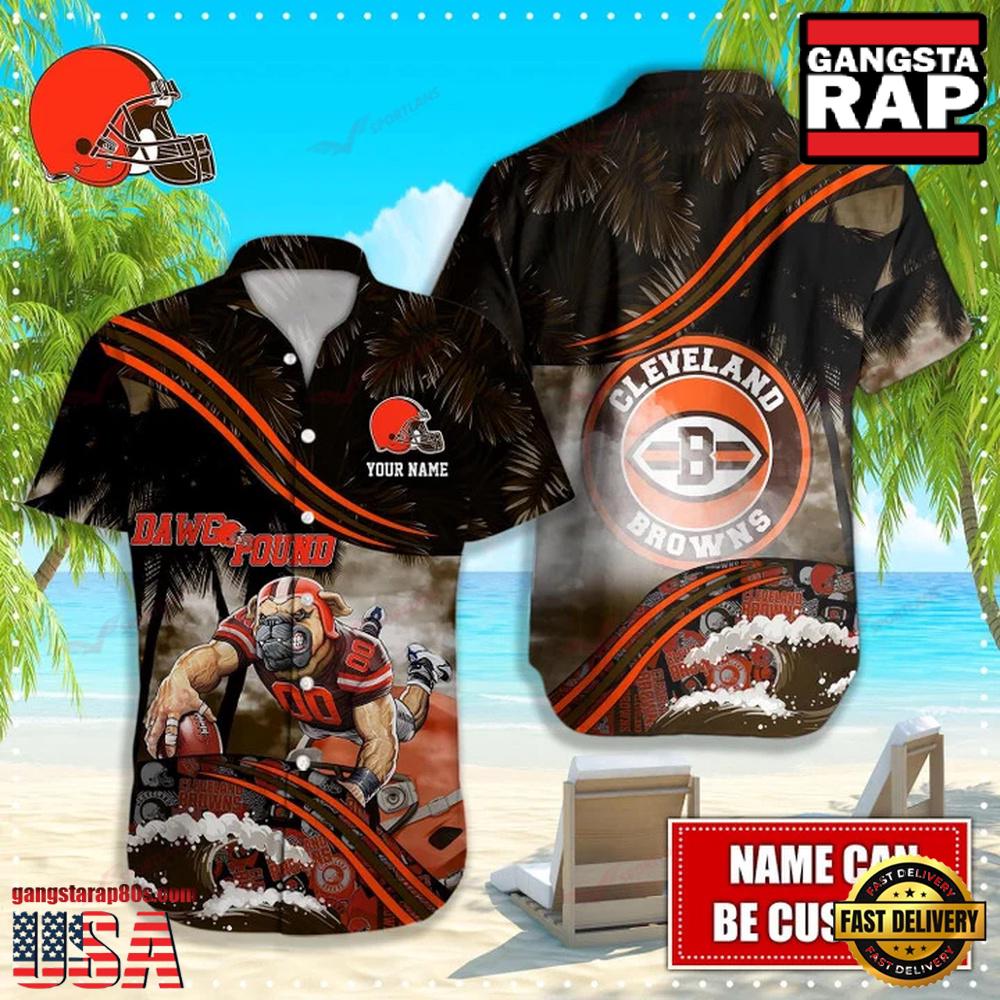 Custom Name Cleveland Browns NFL Mascot Hawaiian Shirt Custom Name Cleveland Browns NFL Mascot Hawaiian Shirt