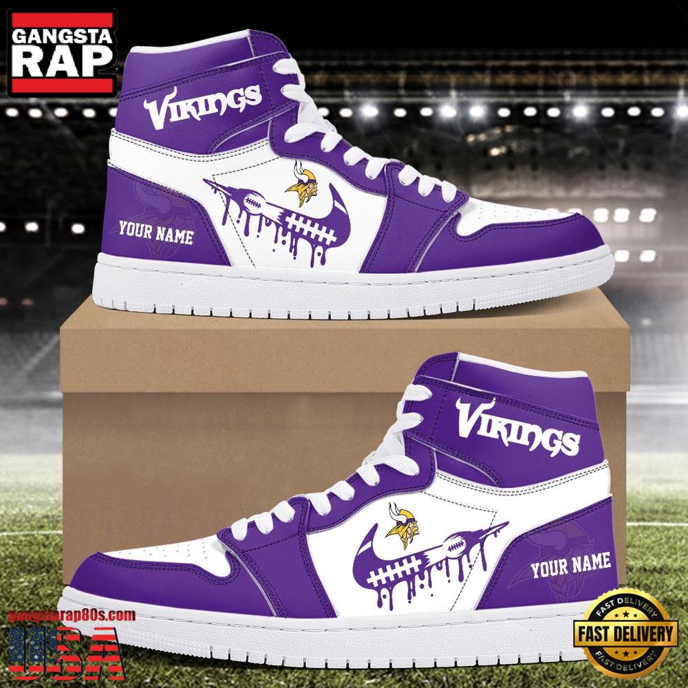 Custom Name NFL Minnesota Vikings Air Jordan 1 Sneakers Shoes Custom Name NFL Minnesota Vikings Air Jordan 1 Sneakers Shoes