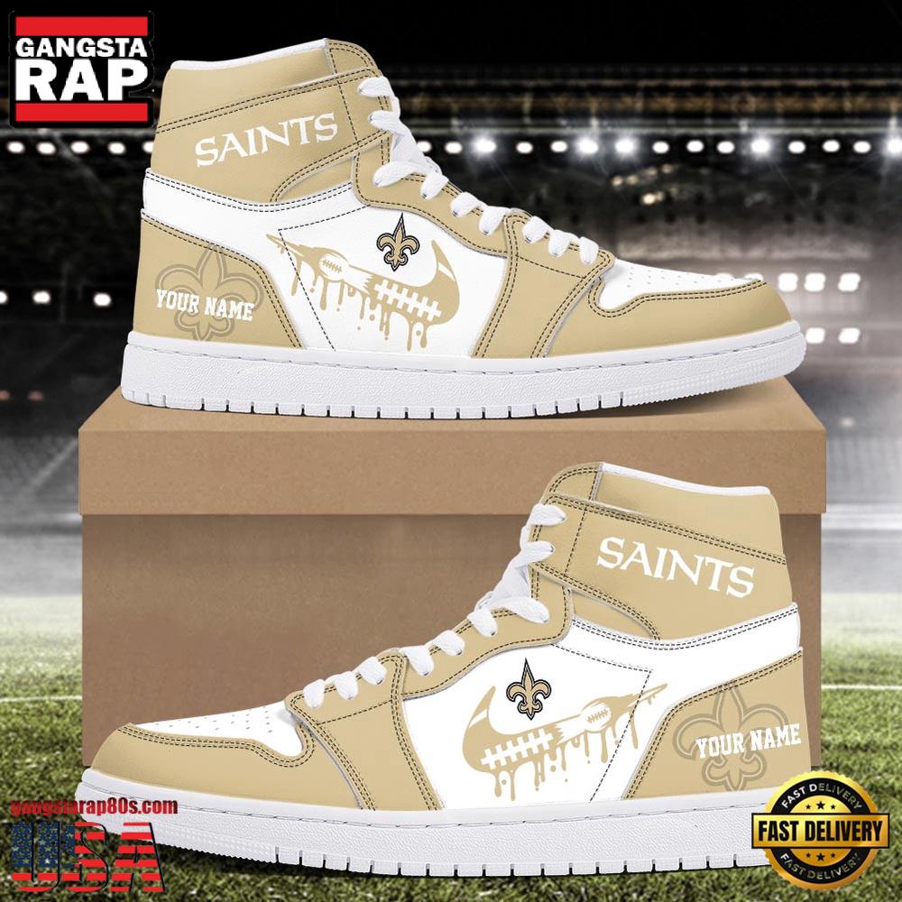 Custom Name NFL New Orleans Saints Air Jordan 1 Sneakers Shoes Custom Name NFL New Orleans Saints Air Jordan 1 Sneakers Shoes