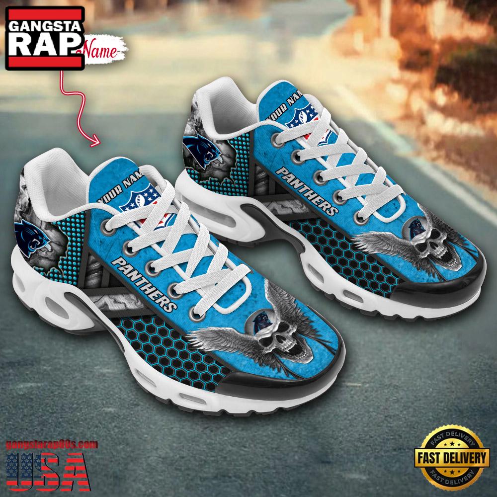 Custom Name NFL Carolina Panthers Skull Air Max Plus Running Shoes For Men Women Custom Name NFL Carolina Panthers Skull Air Max Plus Running Shoes For Men Women