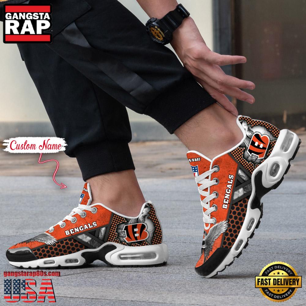 Custom Name NFL Cincinnati Bengals Skull Air Max Plus Running Shoes For Men Women Custom Name NFL Cincinnati Bengals Skull Air Max Plus Running Shoes For Men Women