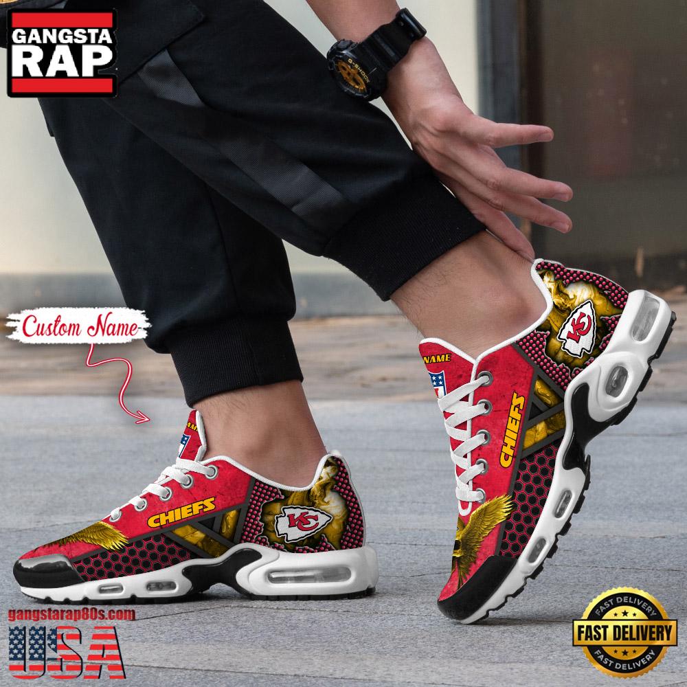 Custom Name NFL Kansas City Chiefs Skull Air Max Plus Running Shoes For Men Women Custom Name NFL Kansas City Chiefs Skull Air Max Plus Running Shoes For Men Women