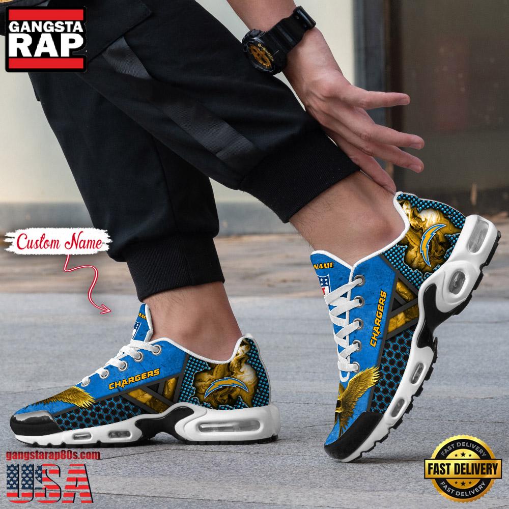 Custom Name NFL Los Angeles Chargers Skull Air Max Plus Running Shoes For Men Women Custom Name NFL Los Angeles Chargers Skull Air Max Plus Running Shoes For Men Women