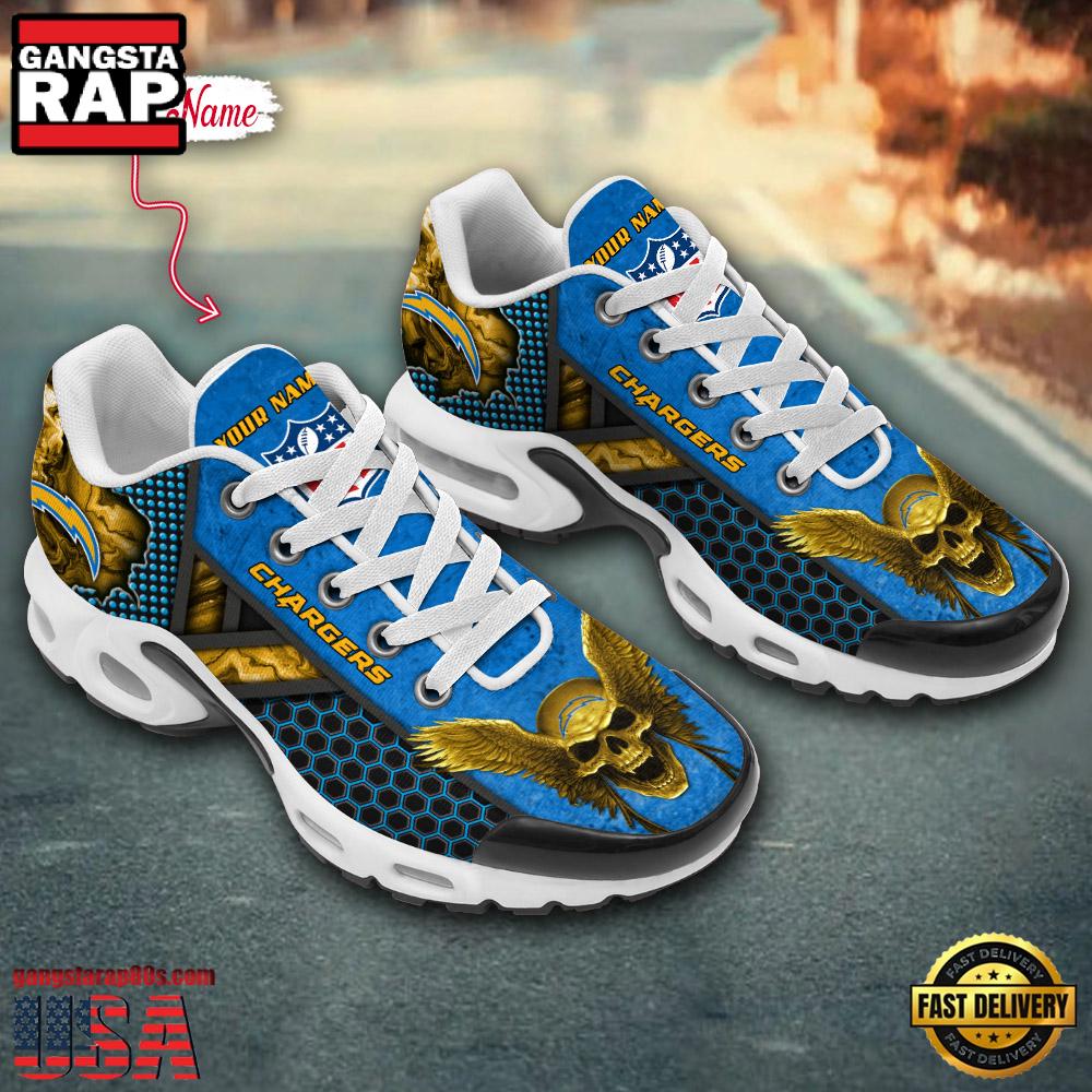 Custom Name NFL Los Angeles Chargers Skull Air Max Plus Running Shoes For Men Women Custom Name NFL Los Angeles Chargers Skull Air Max Plus Running Shoes For Men Women