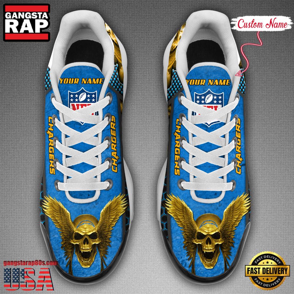 Custom Name NFL Los Angeles Chargers Skull Air Max Plus Running Shoes For Men Women Custom Name NFL Los Angeles Chargers Skull Air Max Plus Running Shoes For Men Women