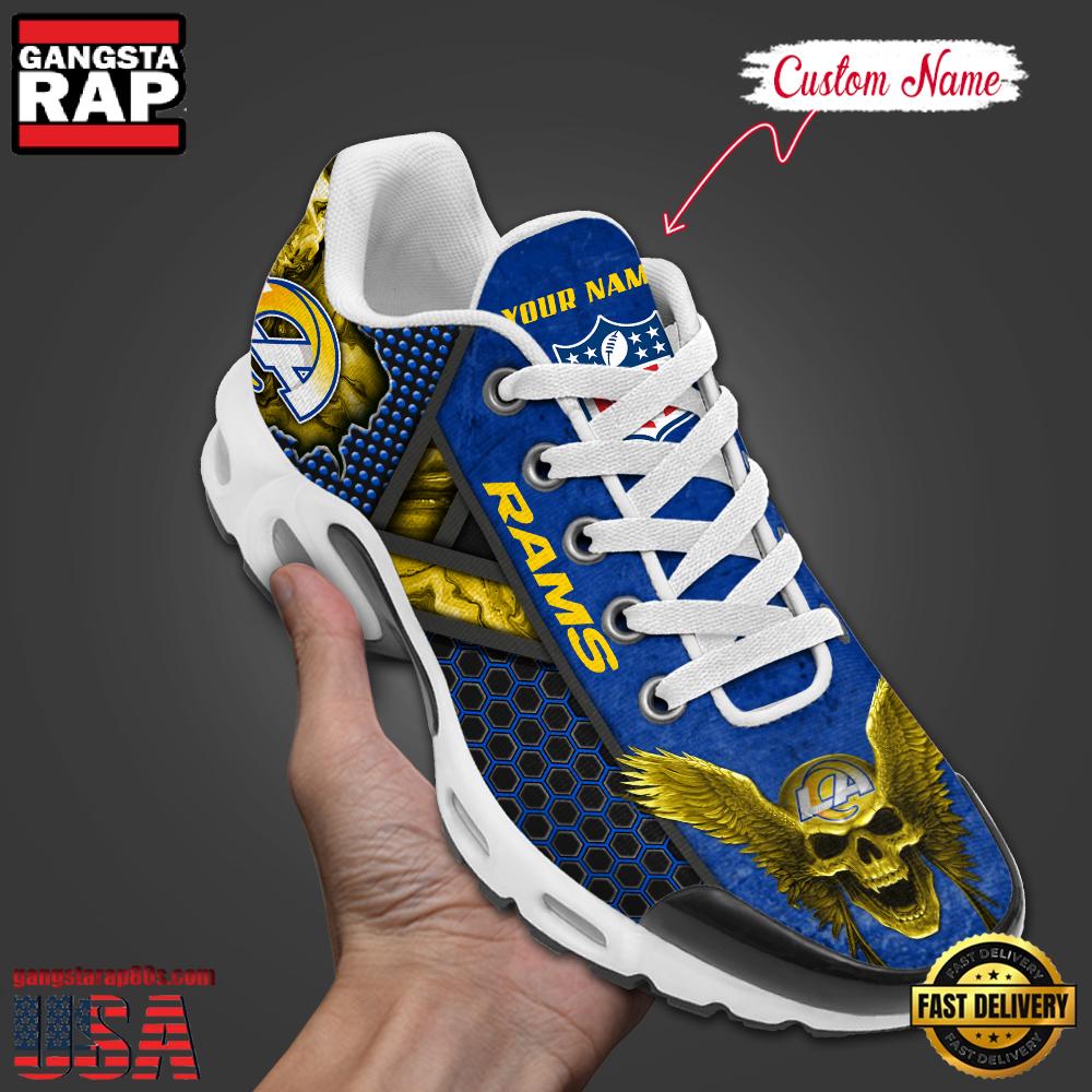 Custom Name NFL Los Angeles Rams Skull Air Max Plus Running Shoes For Men Women Custom Name NFL Los Angeles Rams Skull Air Max Plus Running Shoes For Men Women