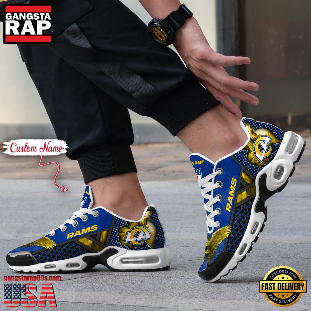 Custom Name NFL Los Angeles Rams Skull Air Max Plus Running Shoes For Men Women Custom Name NFL Los Angeles Rams Skull Air Max Plus Running Shoes For Men Women