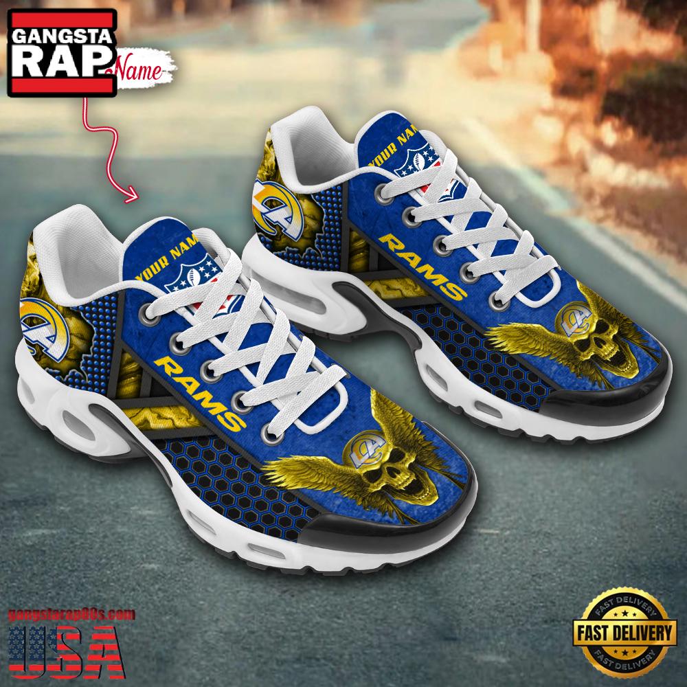 Custom Name NFL Los Angeles Rams Skull Air Max Plus Running Shoes For Men Women Custom Name NFL Los Angeles Rams Skull Air Max Plus Running Shoes For Men Women