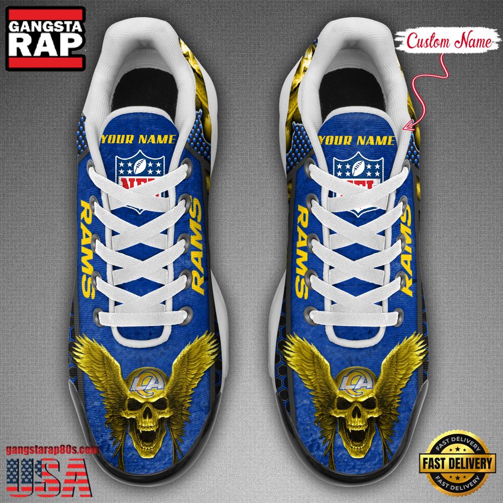 Custom Name NFL Los Angeles Rams Skull Air Max Plus Running Shoes For Men Women Custom Name NFL Los Angeles Rams Skull Air Max Plus Running Shoes For Men Women