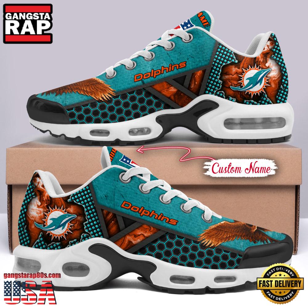Custom Name NFL Miami Dolphins Skull Air Max Plus Running Shoes For Men Women Custom Name NFL Miami Dolphins Skull Air Max Plus Running Shoes For Men Women