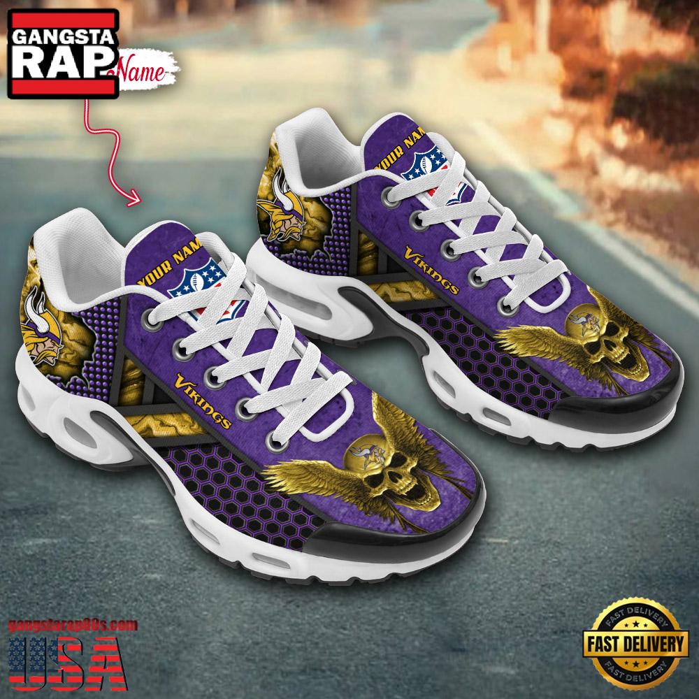 Custom Name NFL Minnesota Vikings Skull Air Max Plus Running Shoes For Men Women Custom Name NFL Minnesota Vikings Skull Air Max Plus Running Shoes For Men Women