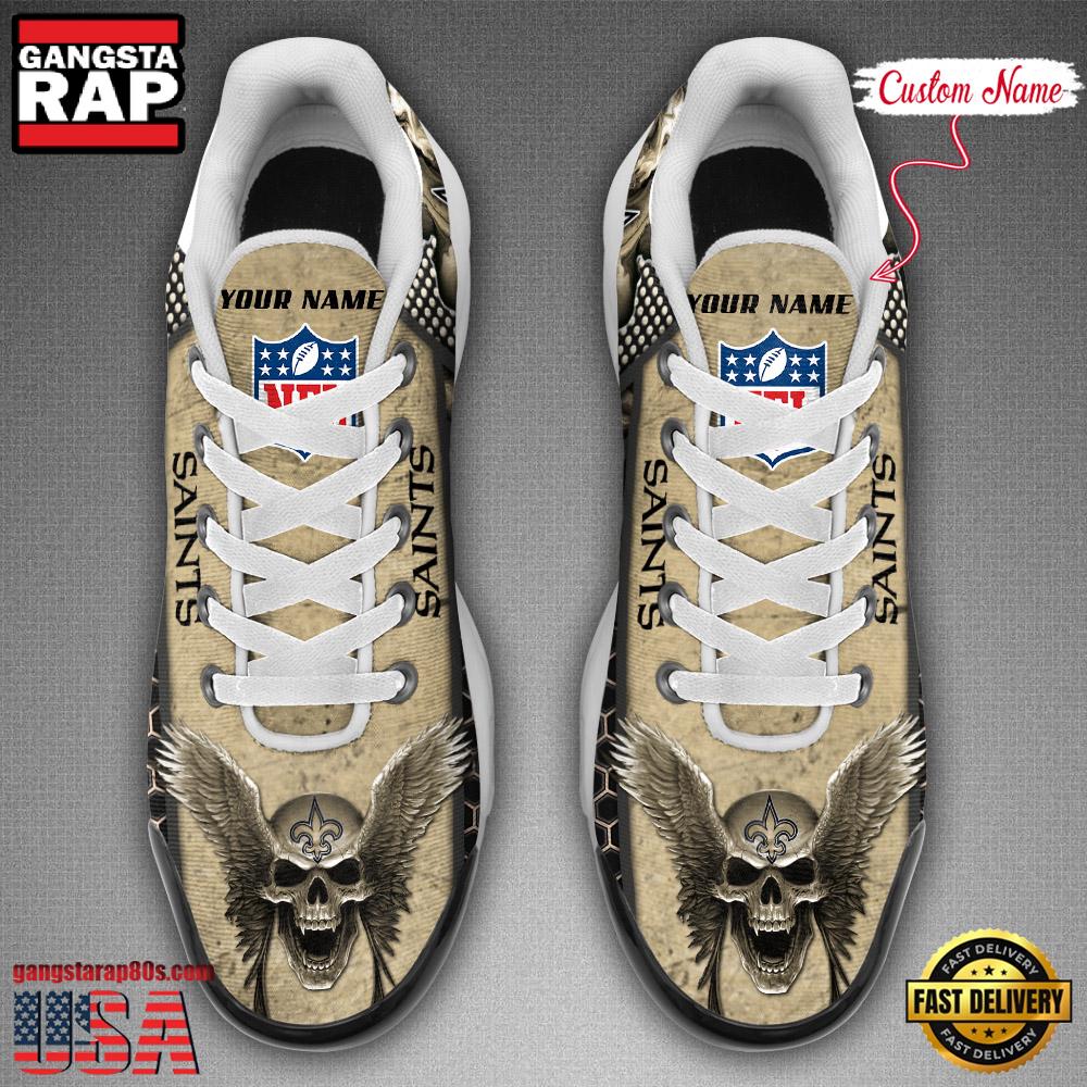 Custom Name NFL New Orleans Saints Skull Air Max Plus Running Shoes For Men Women Custom Name NFL New Orleans Saints Skull Air Max Plus Running Shoes For Men Women