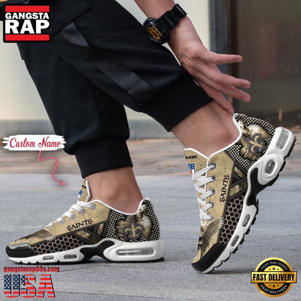Custom Name NFL New Orleans Saints Skull Air Max Plus Running Shoes For Men Women Custom Name NFL New Orleans Saints Skull Air Max Plus Running Shoes For Men Women