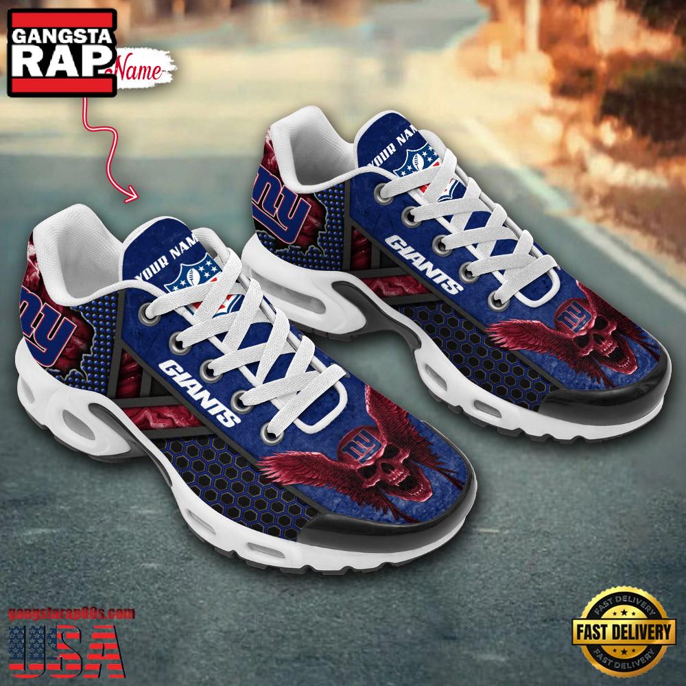 Custom Name NFL New York Giants Skull Air Max Plus Running Shoes For Men Women Custom Name NFL New York Giants Skull Air Max Plus Running Shoes For Men Women