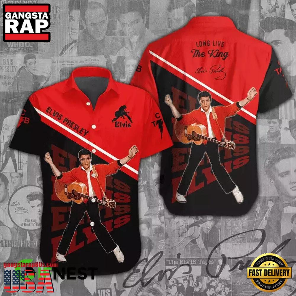 Elvis Presley Long Live The King Red Unisex Hawaiian Shirt Elvis Presley Long Live The King Red Unisex Hawaiian Shirt