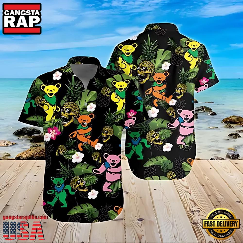 Grateful Dead Bear Skull Pineapple Unisex Hawaiian Shirt