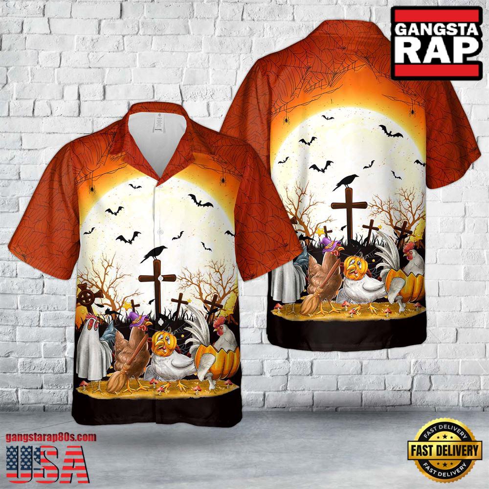 Halloween Chicken Hawaiian Shirt For Mens And Women Halloween Chicken Hawaiian Shirt For Mens And Women