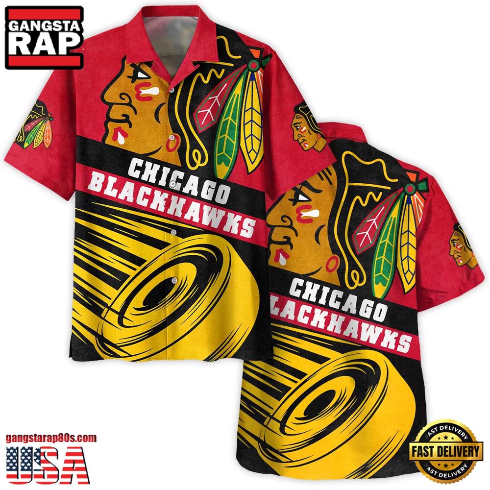Ice Hockey Puck Chicago Blackhawks National Hockey League NHL Hawaiian Shirt Ice Hockey Puck Chicago Blackhawks National Hockey League NHL Hawaiian Shirt