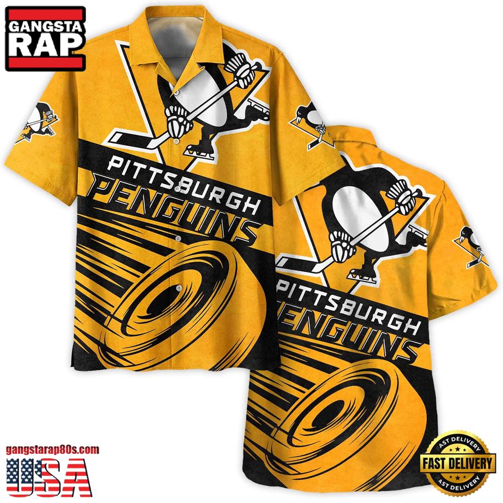 Ice Hockey Puck Pittsburgh Penguins National Hockey League NHL Hawaiian Shirt Ice Hockey Puck Pittsburgh Penguins National Hockey League NHL Hawaiian Shirt