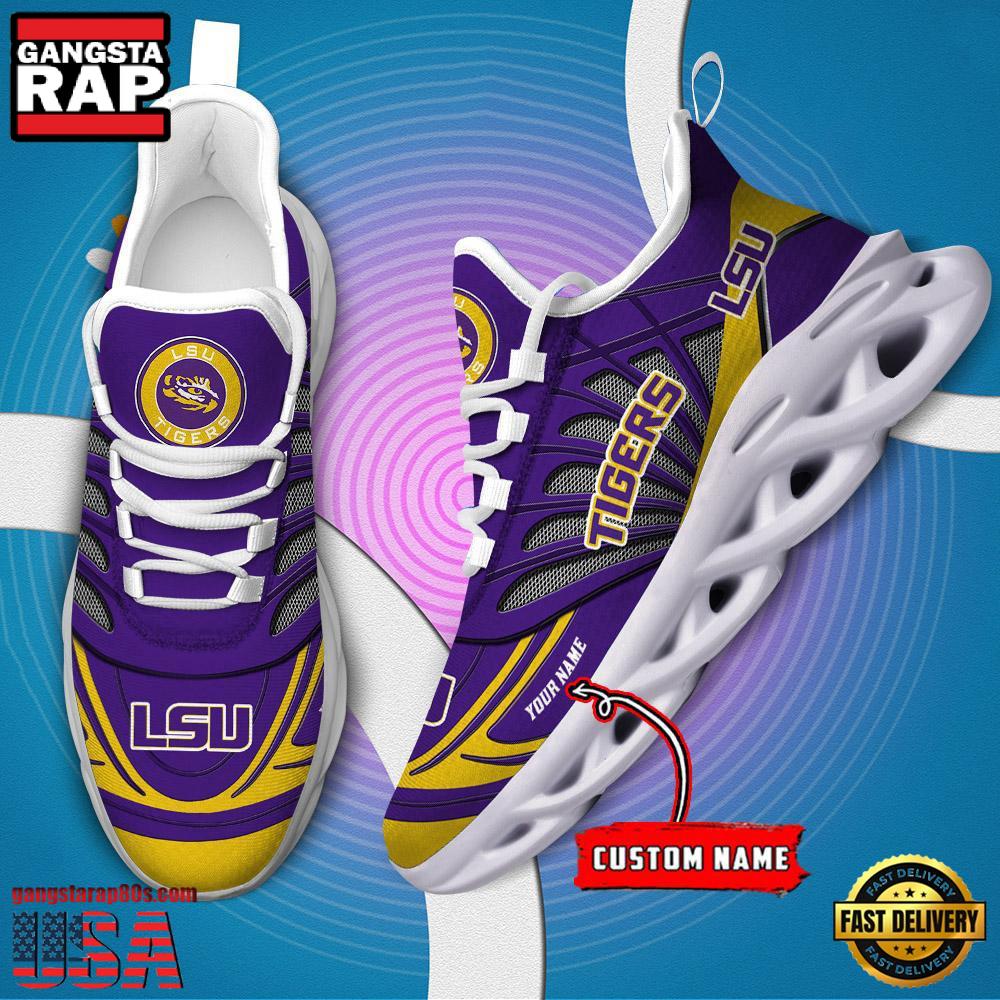 NCAA LSU Tigers Custom Name Max Soul Shoes Sneaker NCAA LSU Tigers Custom Name Max Soul Shoes Sneaker