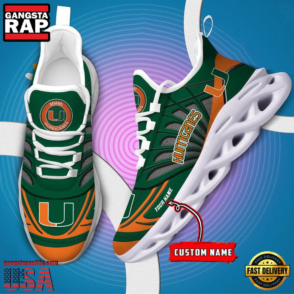 NCAA Miami Hurricanes Custom Name Max Soul Shoes Sneaker NCAA Miami Hurricanes Custom Name Max Soul Shoes Sneaker