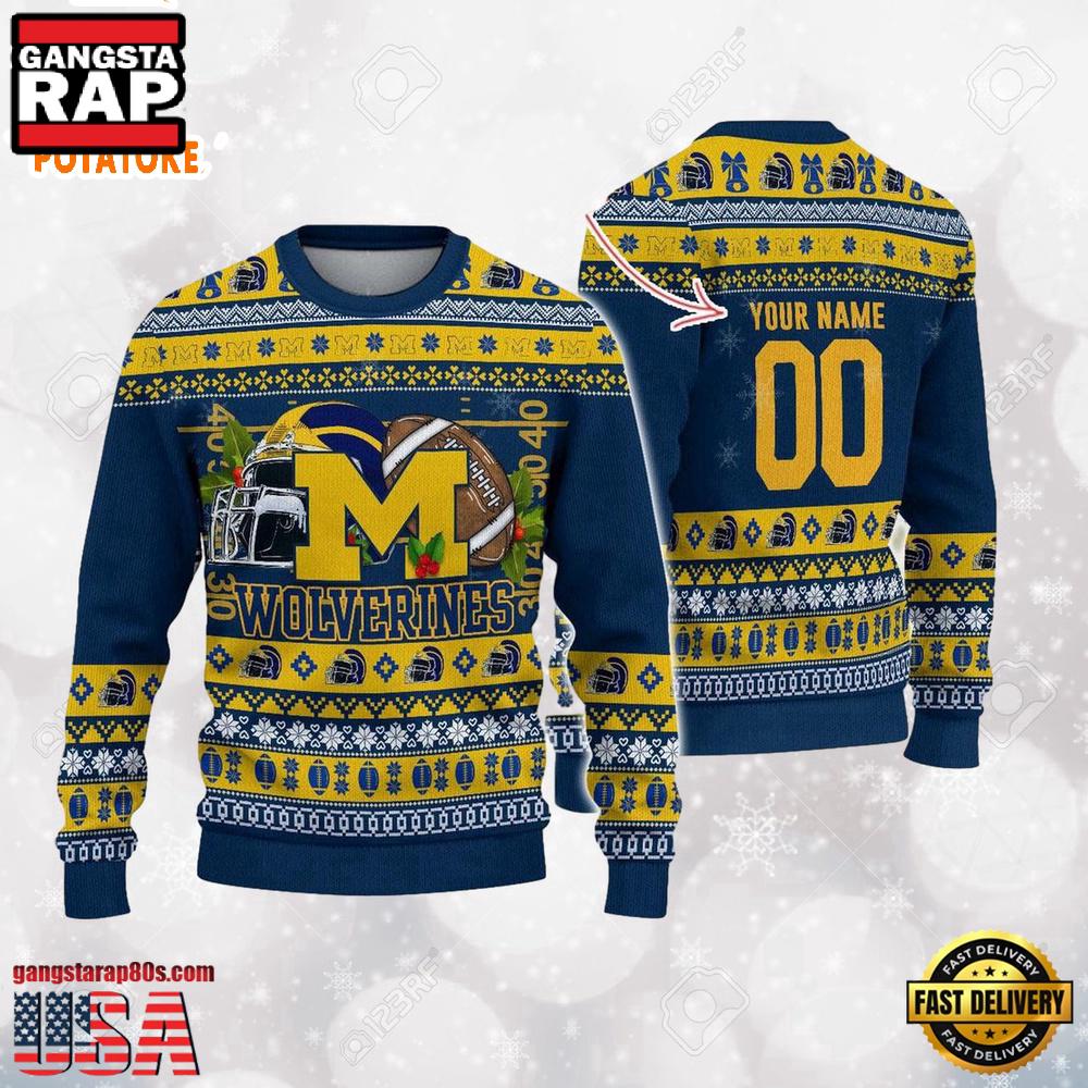 Personalized Michigan Wolverines Logo Football NCAA Ugly Christmas Sweater Personalized Michigan Wolverines Logo Football NCAA Ugly Christmas Sweater